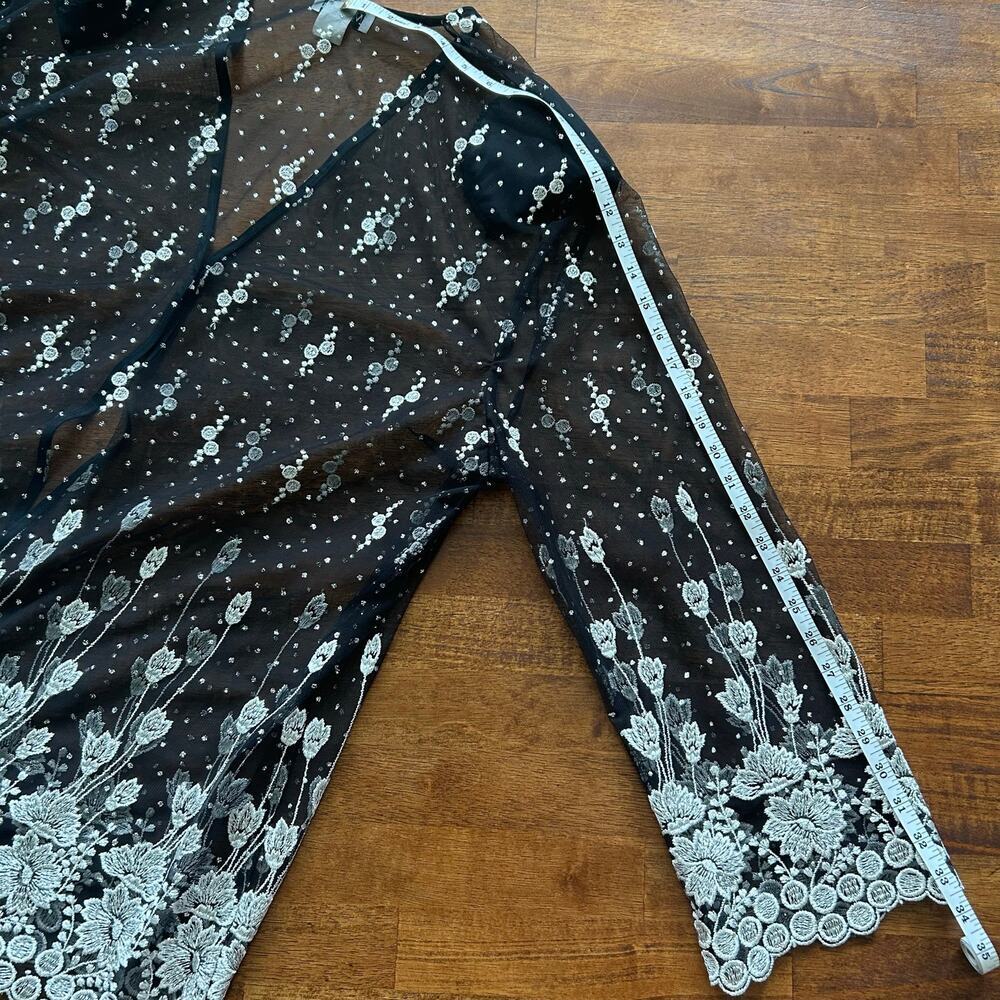 Maxima USA Sheer Floral Embroidered Evening Top, Glamorous 3X.” - Picture 8 of 10